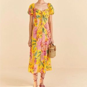 Farm Rio MACAW BLOOM YELLOW MIDI
DRESS Large